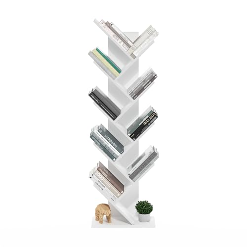 image for Furinno TREE Book Shelf, 9-Tier Bookshelf, Tree Bookcase with Angled O