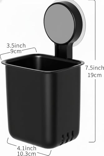 Image of Wall-Mounted Tooth Brush Holder Bathroom - Self-Adhesive Bathroom Organiser Without Drill for Toothbrushes, Toothpaste and Makeup Brushes - Plastic Brush Holder for Bathroom (2, Black)