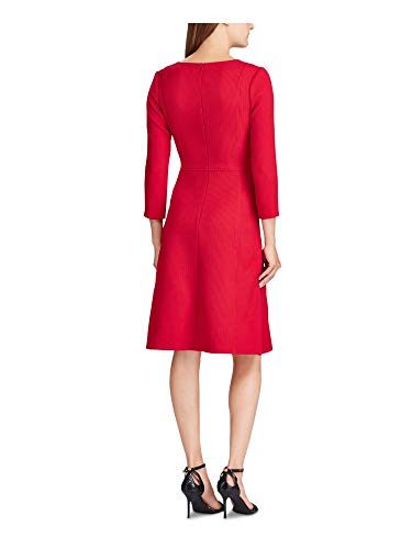 Lauren Ralph Lauren Womens Edita Textured V-Neck Wear to Work Dress Red 142