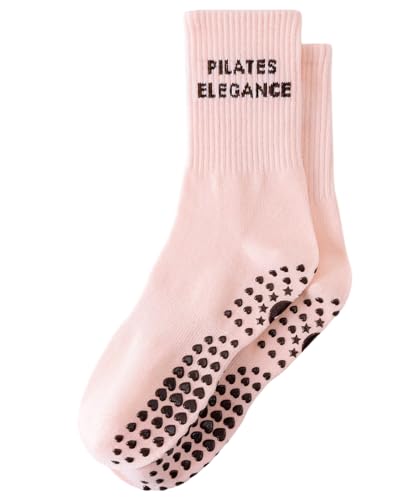 Image of Yawlsow Pilates Grip Socks for Women Yoga Grippy Socks Cute Barre Non Skid Athletic Crew Sticky Sock Workout Hospital