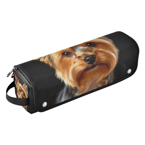 Hair Tools Travel Bag and Heat Resistant Mat with Zipper Large Hair Straigheners Travel Case for Hot Tools Curling Iron Flat Irons Volumizer Styler Yorkshire Terrier Black Background Accessory miniatura 1