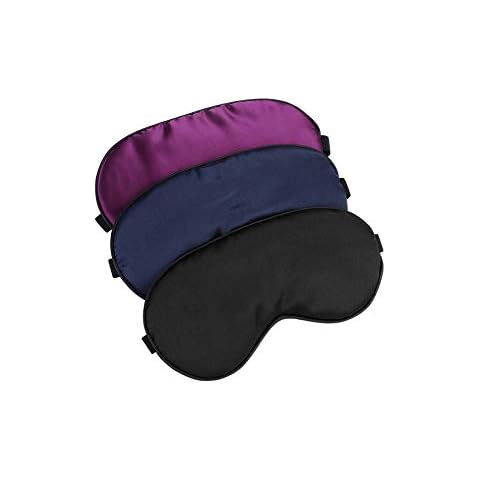 Hochoek Silk-Sleep-Mask Eye-Mask Eye-Cover Eyeshade - 100% Silk Soft Adjustable Strip Eye Cover(Black+Dark Blue+Purple) Cover