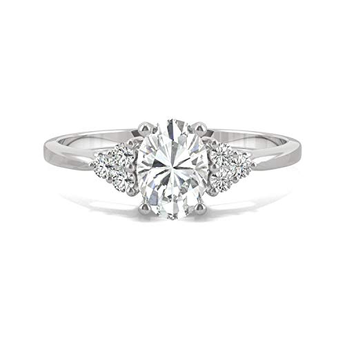 Charles & Colvard 14K White Gold Moissanite 7x5mm Oval Engagement Ring, 1.02cttw DEW4