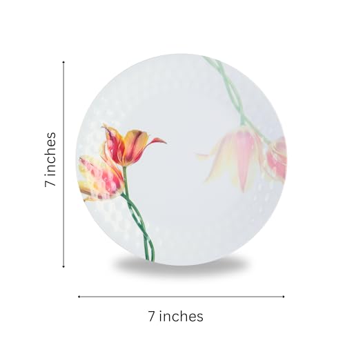 Image of Melamine Quarter Plates | Round Half Plate | Microwave Safe | Break Resistant | Plates for Snacks, Lunch, Dinner | Plates for Home, Office, Restaurant | Set of 6 | 7 Inch's (Tulip)