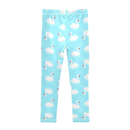Girls Leggings Size 4T Cartoon Swan Blue Soft Stretchy Pants Breathable Girl Clothes for Running School2