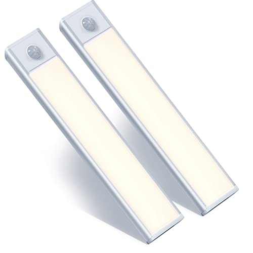 Under Cabinet Lights, Rechargeable Motion Sensor Light Indoor Stick-On Magnetic Battery Operated Lights (1500 mAh),Wireless LED Closet Lights Under Counter Lights for Kitchen Basement Hallway(2 Pack)