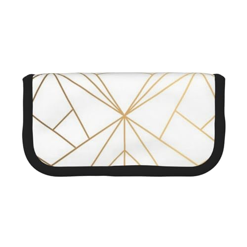 Motivo geometrico in con riflessi bianchi Astuccio per matite per in per penne a matita di grande capacità tela oro
