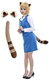 Coskidz Women's Red Panda Retsuko Cosplay Costume Office Lady Suit Uniform with Tail and Ears (Blue, XX-Large)