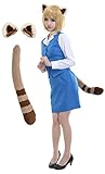 Coskidz Women's Red Panda Retsuko Cosplay Costume Office Lady Suit Uniform with Tail and Ears (Blue, X-Large)