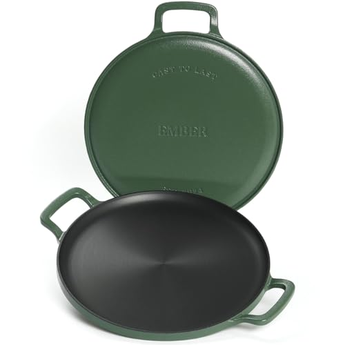 Image of Ember Cookware Pre-Seasoned Cast Iron Tawa for Dosa & Roti 30 cm | 10-Year Warranty | 30% Lighter, Non Stick Induction Cookware | Non Stick Dosa Tawa | Heavy Duty Cookware | Green