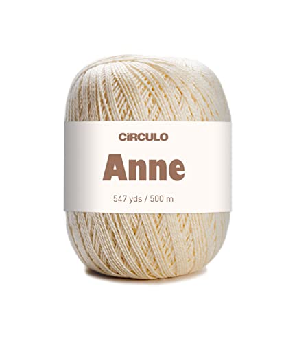Image of CIRCULO Anne Yarn for Crocheting & Knitting, 100% Mercerized Brazilian Virgin Cotton, Soft Fingering Weight, 547 Yds, 5.19 Oz - Color 1074 Cream