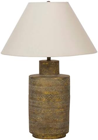 Kathy Kuo Home Boyd Maya Modern Classic White Shade Golden Ceramic Base Table Lamp