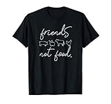 animals are friends not food camiseta Ligero, Encaje clasico, Manga de doble puntada y bastilla baja