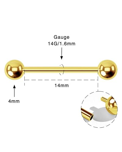 OUFER Titanium Nipple Rings, Internally Threaded 14G Straight Barbells Piercing Jewelry for Women Men4