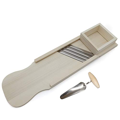 Holzfee Krauthobel 92 x 24 cm | Buchenholz 4 Edelstahl-Messer + Zubehör Auswahl (Set 1)