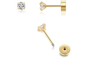2mm Gold Stud Earrings Cubic Zirconia Screw Back Earrings Tiny Earrings Gift for Women
