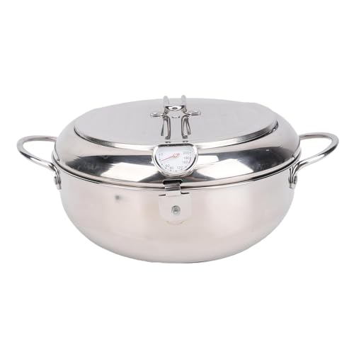 Jectse 3.2L Frittyer -Pot Pot de Acero Inoxidable con Termómetro y Estante de Drenaje de Separación de Aceite para la Herramienta de Cocción con Estufa de Gas
