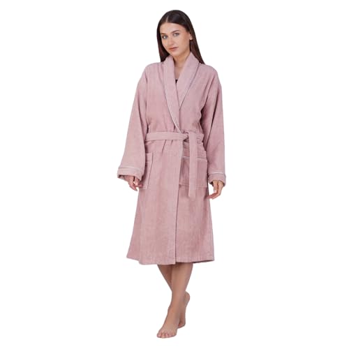 Image of Rangoli Sunshine 100% Cotton Bathrobes For Women, 500 GSM Free Size Bath Robe With Rope,Ultra-soft, Lightweight & Highly Absorbent Luxurious Bath Gown /Bath Robe