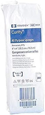 Covidien 9024 Non-Woven Sponges, 4 Ply, Case, 10 Bags, 2000 Bags, Non-Sterile | 200 per bag, 4" x 4" | 4 Ply