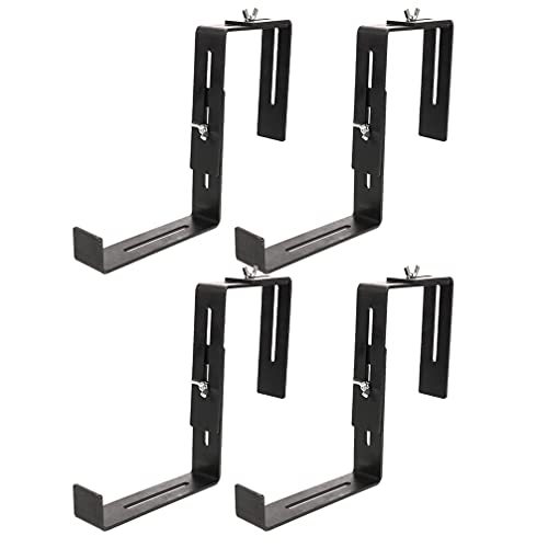 DOITOOL Hanging Planter Outdoor 4PCS Rail Planter Box Bracket Flower Window Box Planter Bracket Plant Pot Shelf Holders for Balcony Fence Metal Clothes Hanger