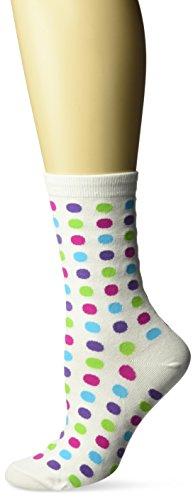 Hot Sox Women's Originals Novelty Crew Socks, Classic Large Dot (White), Shoe Size: 4-10