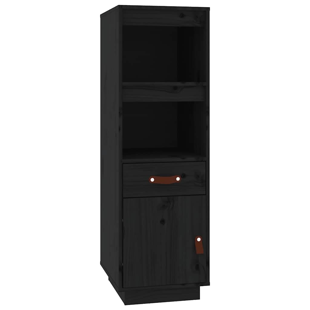 Armario estrecho para salón y pasillo en madera de pino negro para ordenar el hogar