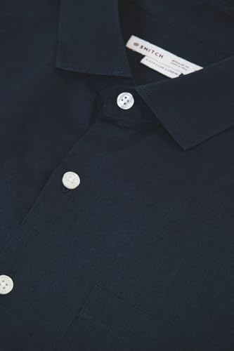Image of SNITCH Men Casual Shirt | Regular Fit Full Sleeve Spread Collar Solid Pattern | Breathable Cotton Linen Blend & Lightweight Fabric for Summer, Vacation & Smart Casual Wear