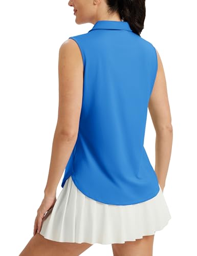 Image of MAGCOMSEN Womens Golf Shirts Sleeveless 1 /4 Zip Collared Polo Shirt UPF 50+ Quick Dry Workout Tank Tops Tennis
