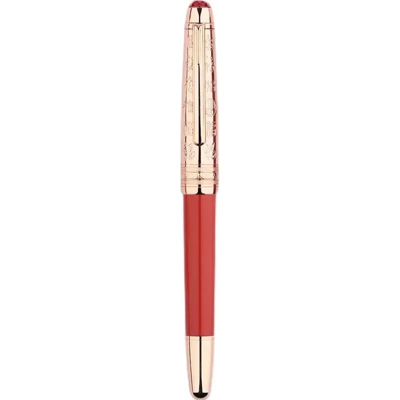 Stylo rose doré raffiné avec lettre porte-bonheur pour une écriture fluide