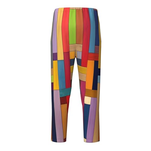 Pajama Pants Pajama Bottoms with Elastic Waistband Sleepwear Lounge Pants, Colorful Wooden2