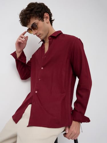 Image of VASTRADO Elegant Maroon Everyday Shirt