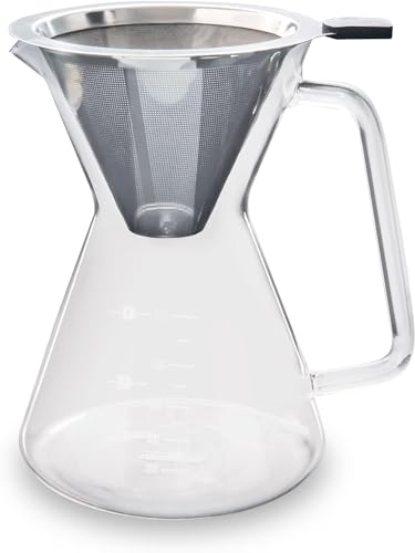 Image of London Sip Glass Pour Over Coffee Carafe Coffee Maker with Reusable Stainless Steel Filter, Ergonomic Handle, and Easy-Pour Spout, 4-Cup (600 mL)