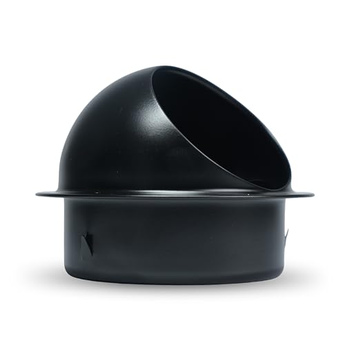 Image of SS304 Stainless Steel External Wall Vent Cowl, Black 200mm (8 Inch) Weatherproof Exhaust Cover with Built-in Bird Mesh for Chimneys, Kitchen Hoods & Inline Ducting