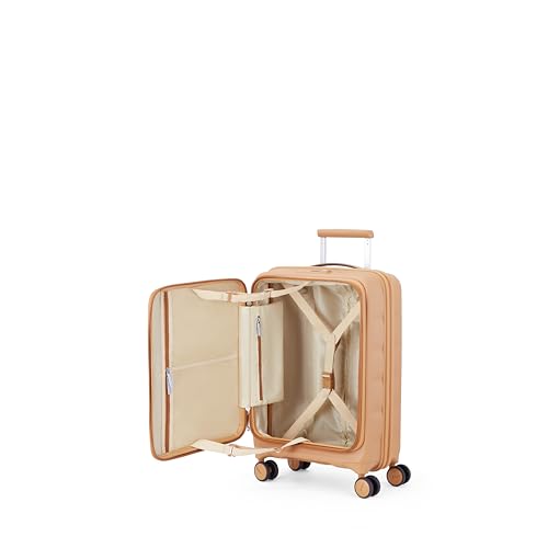 Image of American Tourister Bitbloc | Cabin Trolley Bag (55.5 cm) | 34 Ltrs | 360 8 Wheel Spinner | Hard Case | Recessed TSA Lock | 3 Years Global Warranty | Summer Sand