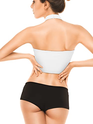 4 Pack Women Halter Tops V Neck Crop Halterneck Tank Backless Tie Back Crop Top Deep V Neck Vest3