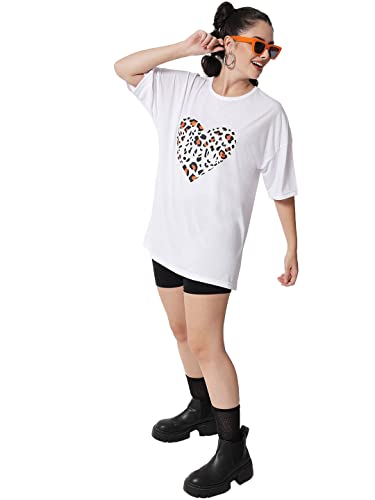 Image of KOTTY Women's Oversized T-Shirts | Cotton Blend||Stylish Prints & Solids||Long Length||Loose fit