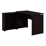 Bush Furniture Cabot 52W 3 Position Sit to Stand Corner Desk with Shelves in Espresso Oak