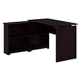 Bush Furniture Cabot 52W 3 Position Sit to Stand Corner Bookshelf Desk in Espresso Oak