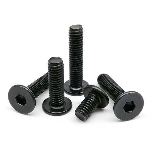 六角ソケット超薄型フラットウェーハヘッドネジ六角六角超薄型ボルトM3 M4 M5 M6黒メッキ304 A2ステンレス鋼 QAICHFKS(10PCs M4x12mm)
