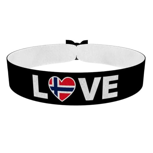 Druck-Palast Love Norvège - Bracelet en satin imperméable et durable - Accessoire de sport pour la Coupe du Monde/Euro - Idées de cadeaux pour fans - Bracelet unisexe Norvège