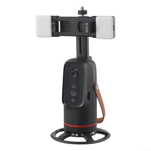 Trípode de seguimiento facial automático con rotación de 360 grados, batería recargable integrada, soporta teléfonos inteligentes de 65 a 90 mm, diseñado para transmisión y grabación (luces dobles