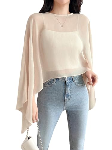 Milumia Women's High Low Shawl Chiffon Capelets Wedding Bridal Cape Sheer Overlay Poncho