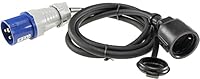 CEE Kabel Adapter 1,5M Stecker auf Schutzkontakt-Kupplung IP44 spritzwassergeschützt I H07RN-F 3G2,5 I 230V / 16A 3-polig für Camping, Caravan Wohnwagen