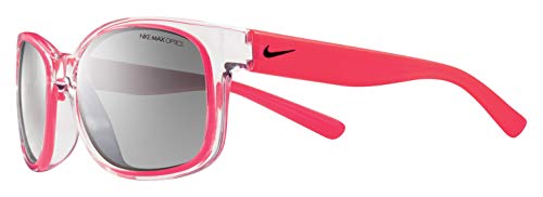 Nike Kids' Spirit Square Sunglasses, Clear/Hyper Punch, One Size