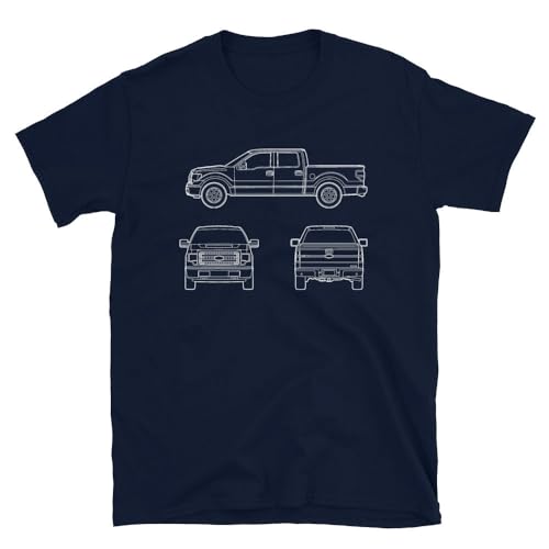 F150 Pickup Truck Mens T-Shirt Classic Vintage Automotive Off Road Blueprint Tee Shirt XXL 247 Navy