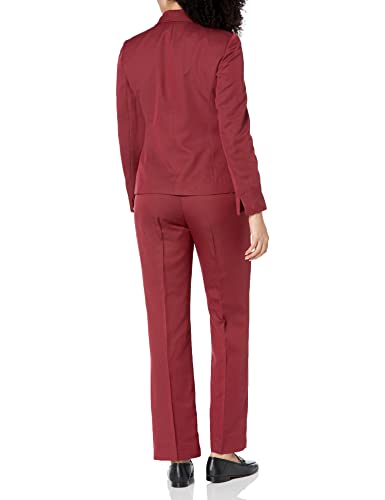 Le Suit Women's Petite Pindot Three Button Jacket And Kate Pant, Fire Red/Black, 12P #TOP1