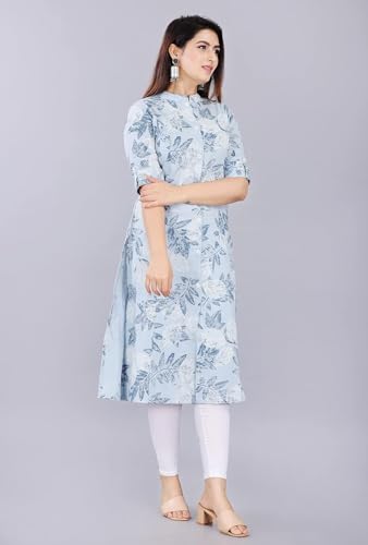 Image of Women Printed Collar Neck Half Sleeve Regular Fit Formal Kurti for Women's