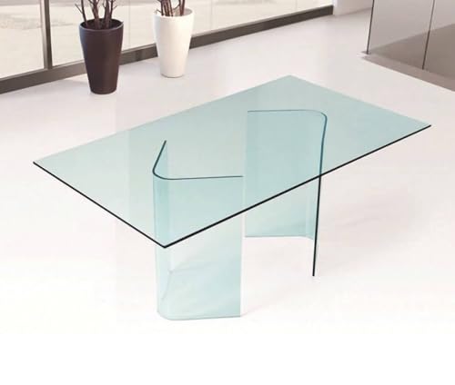 Tavolo Fisso AlcalalaRe, Tavolo da Pranzo, Tavolo per Cucina, Scrivania Rettangolare da Ufficio, 180x90h78 cm, Trasparente