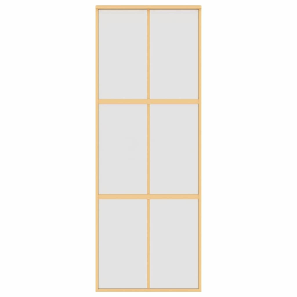 Porta scorrevole dorata, 76 x 205 cm, vetro temperato opaco, telaio in alluminio, silenzioso, scorrevole, per soggiorno, moderna porta interna con privacy