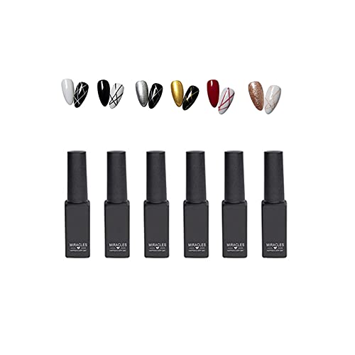Upgraded 6Pcs 8ML Gel Liner Polish Kit Set mit Pinsel, 3D DIY Designs Lackierter UV Led Gel Nagellack, zum Malen…